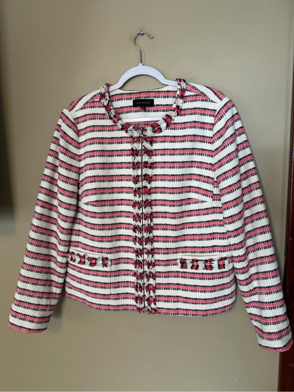 Talbots Striped Tweed Lightweight Jacket - Picture 3 of 9